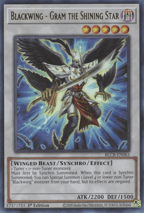 Blackwing - Gram the Shining Star [BLCR-EN063] Ultra Rare - for just $0.10! 