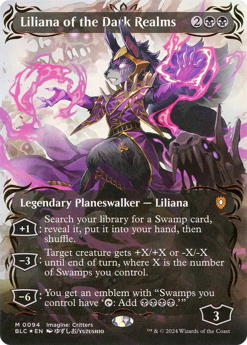 Liliana of the Dark Realms (BLC-094) - Bloomburrow Commander (Borderless) Foil - for just $85.05! 