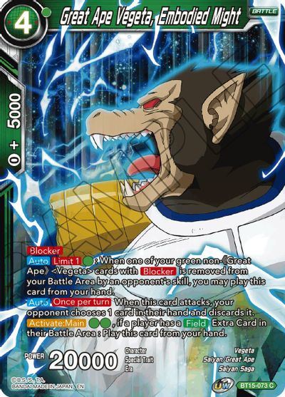 Great Ape Vegeta, Embodied Might (BT15-073) [Saiyan Showdown] - for just $0.10! 