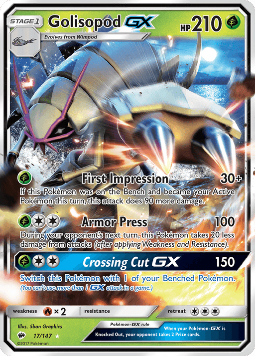 Golisopod GX (17/147) [Sun & Moon: Burning Shadows] - for just $0.60! 