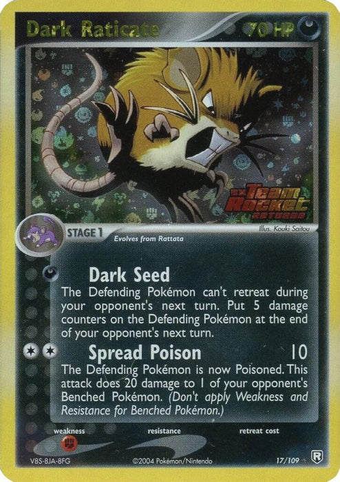Dark Raticate (17/109) (Stamped) [EX: Team Rocket Returns] - for just $15.85! 
