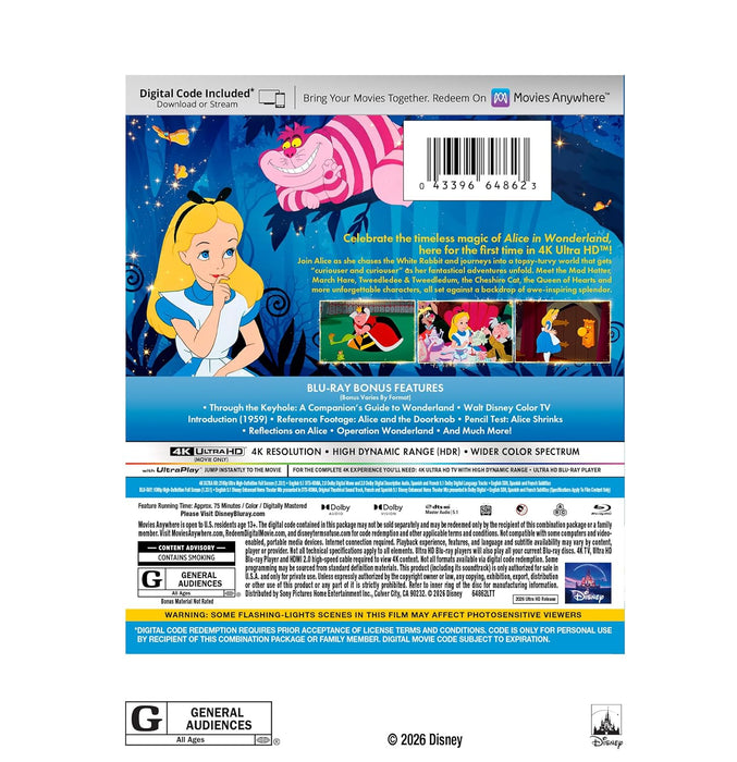 Alice In Wonderland (1951) (4K Ultra HD + Blu-ray + Digital) - for just $53.99! 