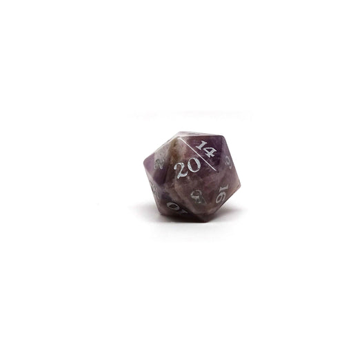 Stone D20 Dice - Amethyst - Signature Font - Premium Single Dice - Just $19.95! Shop now at Retro Gaming of Denver
