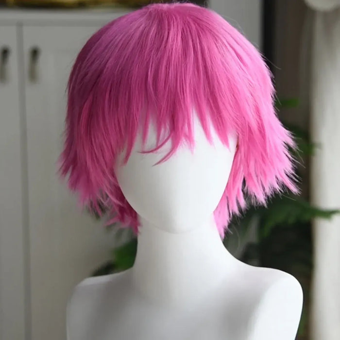 Saiki Kusuo Cosplay Wig – Pink Wig with Hairpins & Green Glasses Set - for just $43.95! 