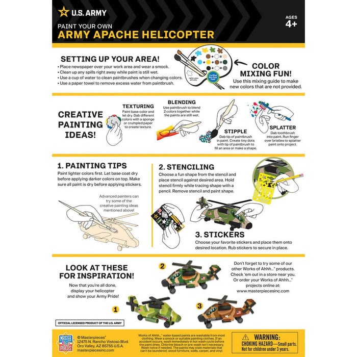 U.S. Army - Apache Helicopter Wood Craft & Paint Kit - for just $19.99! 