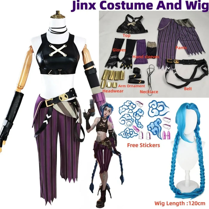 Arcane Jinx Cosplay Costume – LOL Season 2 Loli Outfit with Wig & Accessories - for just $74.95! 