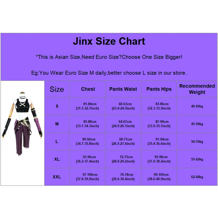 Arcane Jinx Cosplay Costume – LOL Season 2 Loli Outfit with Wig & Accessories - for just $74.95! 