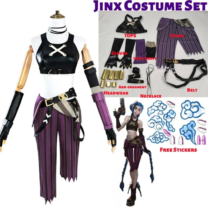 Arcane Jinx Cosplay Costume – LOL Season 2 Loli Outfit with Wig & Accessories - for just $74.95! 