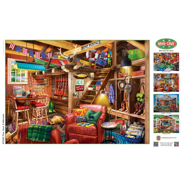 Man Cave - Fish, Hunt, & Hibernate 1000 Piece Jigsaw Puzzle - for just $16.99! 