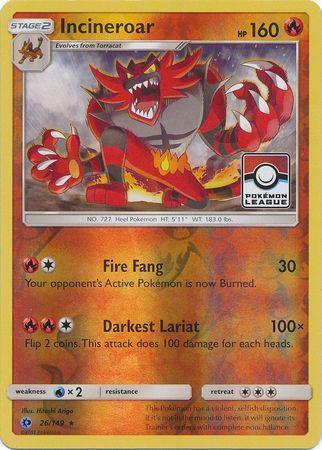 Incineroar (26/149) (League Promo) [Sun & Moon: Base Set] - for just $0.40! 