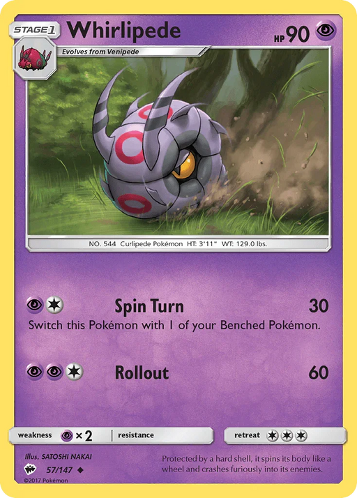 Whirlipede (57/147) [Sun & Moon: Burning Shadows] - for just $0.10! 