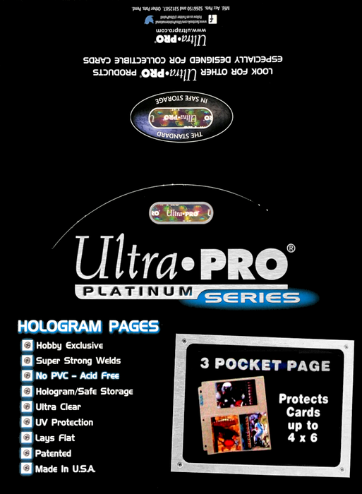 Ultra PRO: Platinum Hologram 3-Pocket Pages - 3-Holes (4" x 6" / 100-Pack) - for just $0! 