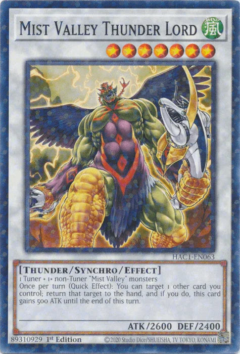 Mist Valley Thunder Lord (Duel Terminal) [HAC1-EN063] Common - for just $0.15! 