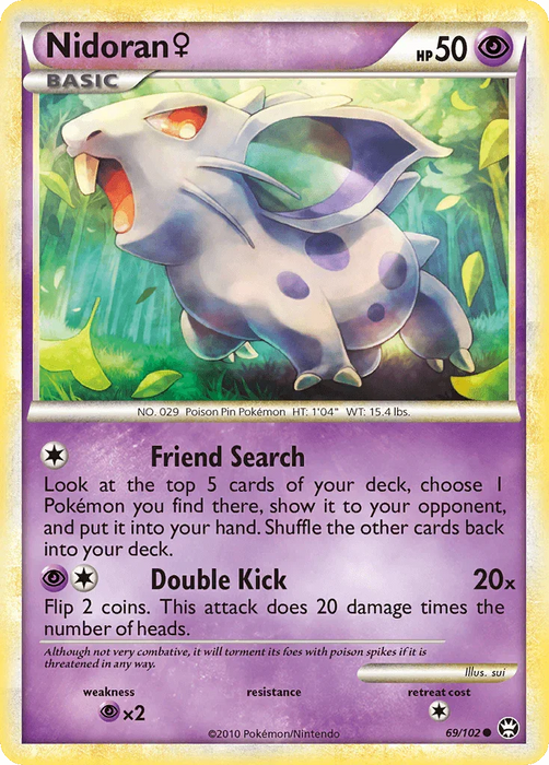 Nidoran (69/102) (Female) [HeartGold & SoulSilver: Triumphant] - for just $0.15! 