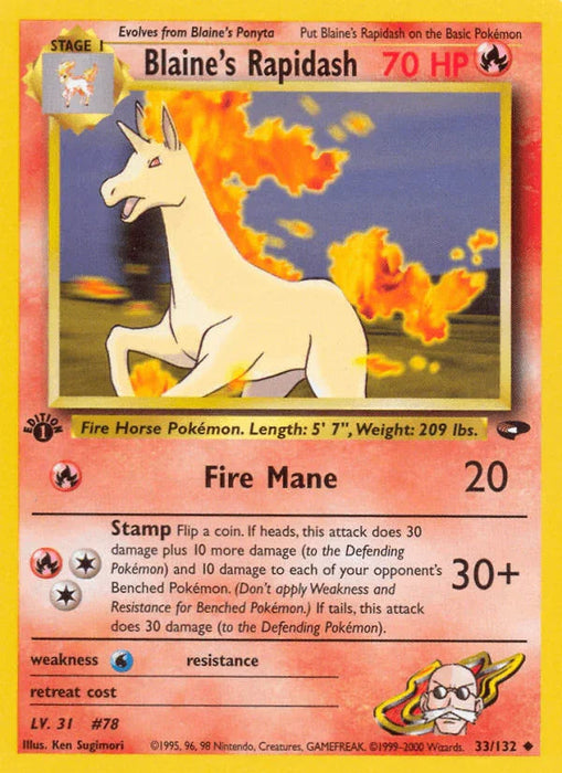 Blaine's Rapidash (33/132) [Gym Challenge 1st Edition] - for just $1.55! 