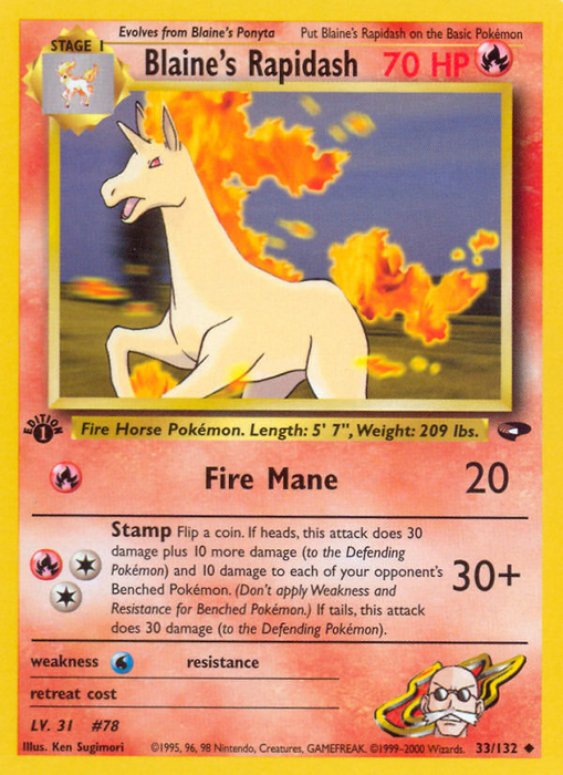 Blaine's Rapidash (33/132) [Gym Challenge 1st Edition] - Just $1.40! Shop now at Retro Gaming of Denver