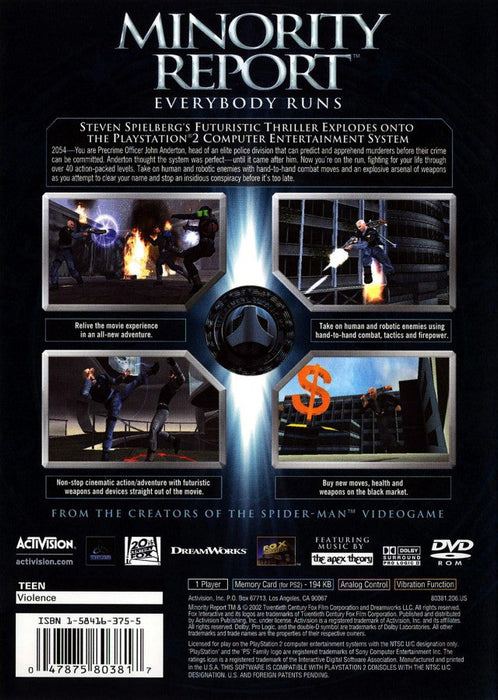 Minority Report – PlayStation 2 (PS2) - for just $6.99! 