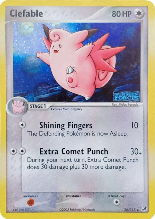 Clefable (36/115) (Stamped) [EX: Unseen Forces] - for just $19.30! 