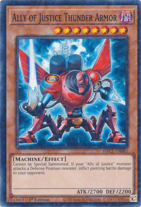 Ally of Justice Thunder Armor (Duel Terminal) [HAC1-EN083] Common - for just $0.10! 