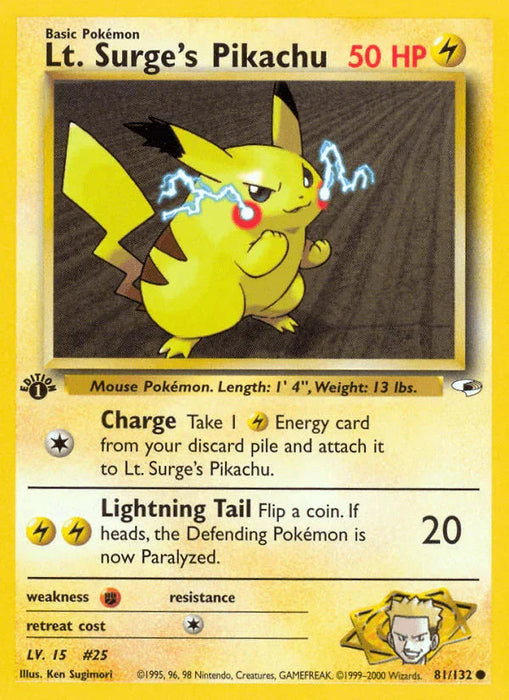 Lt. Surge's Pikachu (81/132) [Gym Heroes 1st Edition] - for just $3.25! 