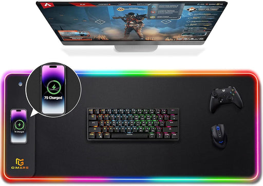 RGB Gaming Mouse Pad with 15W Qi Wireless Charging and Raised Charging Platform - for just $57.43! 