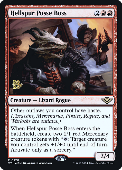 Hellspur Posse Boss (PRE-128) - Outlaws of Thunder Junction Promos Foil - for just $0.13! 