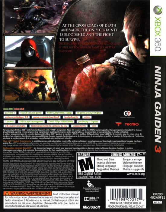 Ninja Gaiden 3 – Xbox 360 (X360) - for just $12.99! 
