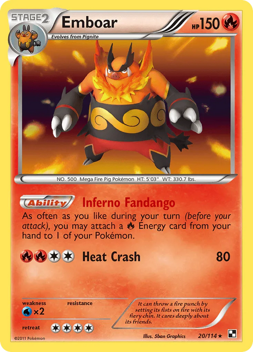 Emboar (20/114) [Black & White: Base Set] - for just $1.30! 