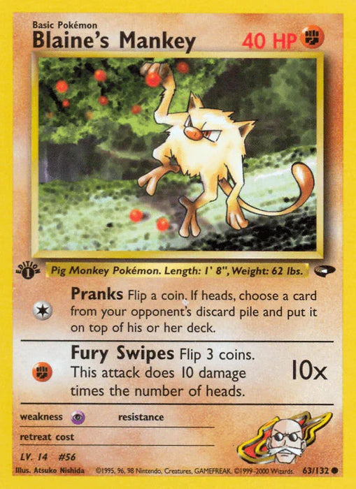 Blaine's Mankey (63/132) [Gym Challenge 1st Edition] - for just $0.45! 