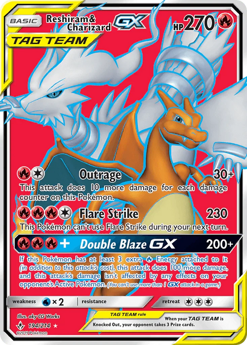 Reshiram & Charizard GX (194/214) [Sun & Moon: Unbroken Bonds] - for just $33.35! 
