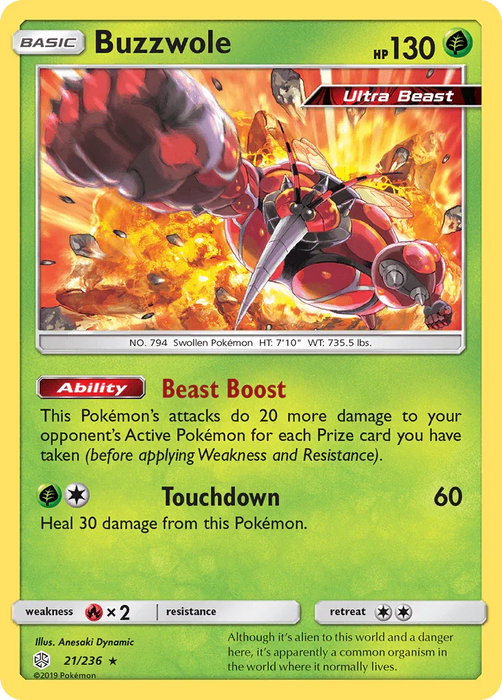 Buzzwole (21/236) [Sun & Moon: Cosmic Eclipse] - for just $1.05! 