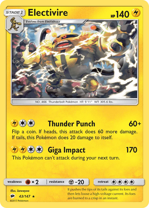 Electivire (43/147) [Sun & Moon: Burning Shadows] - for just $0.15! 