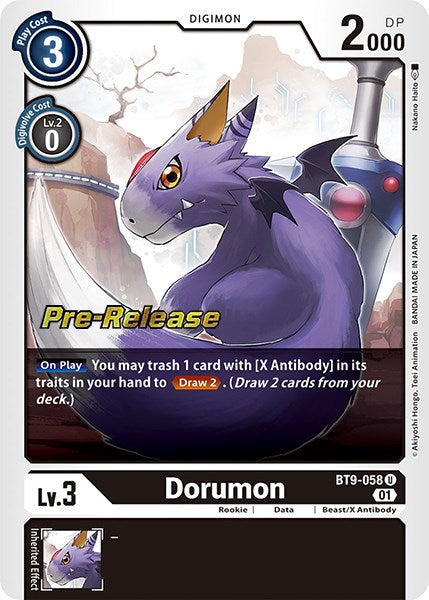 Dorumon [BT9-058] [X Record Pre-Release Promos] - Just $0.60! Shop now at Retro Gaming of Denver