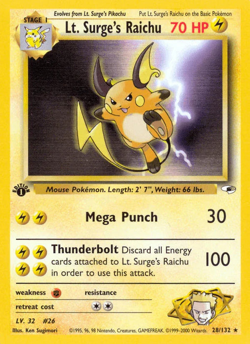 Lt. Surge's Raichu (28/132) [Gym Heroes 1st Edition] - for just $8.85! 