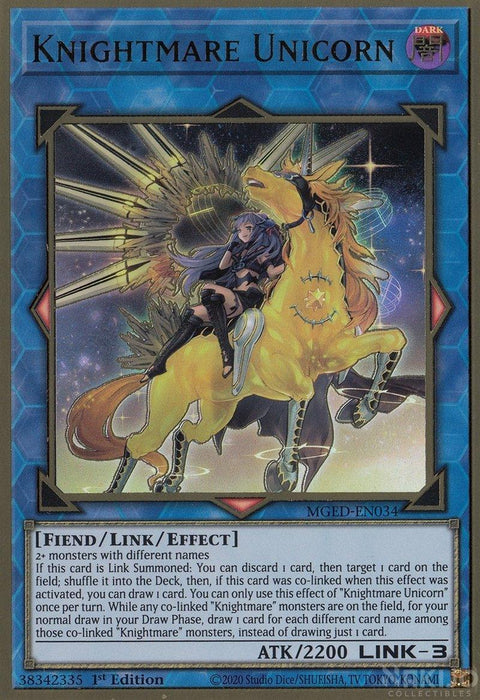 Knightmare Unicorn (Alternate Art) [MGED-EN034] Gold Rare - for just $0.15! 