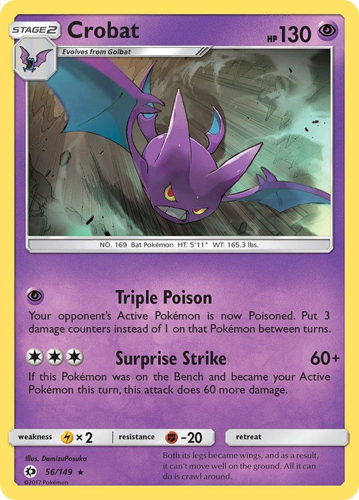 Crobat (56/149) (Prerelease Kit Exclusive) (Theme Deck Exclusive) [Sun & Moon: Base Set] - for just $1.75! 