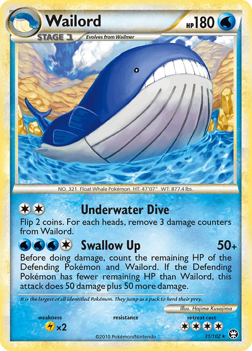 Wailord (31/102) [HeartGold & SoulSilver: Triumphant] - for just $1.20! 