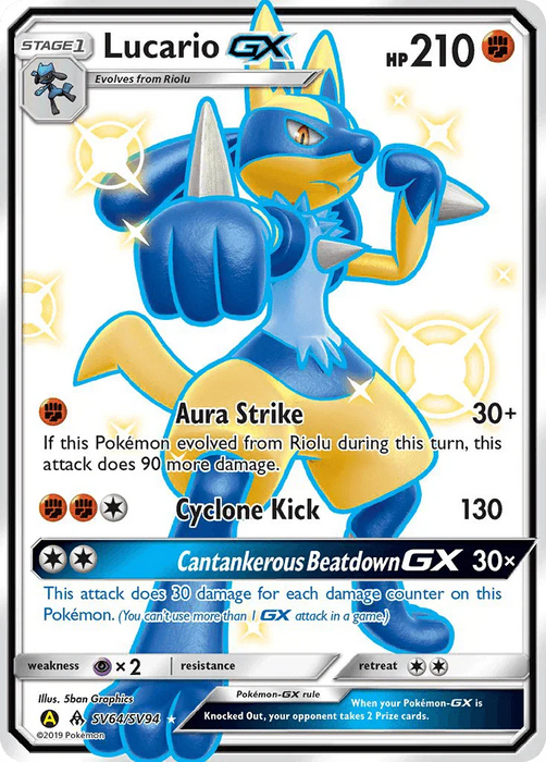 Lucario GX (SV64/SV94) [Sun & Moon: Hidden Fates - Shiny Vault] - for just $32.40! 