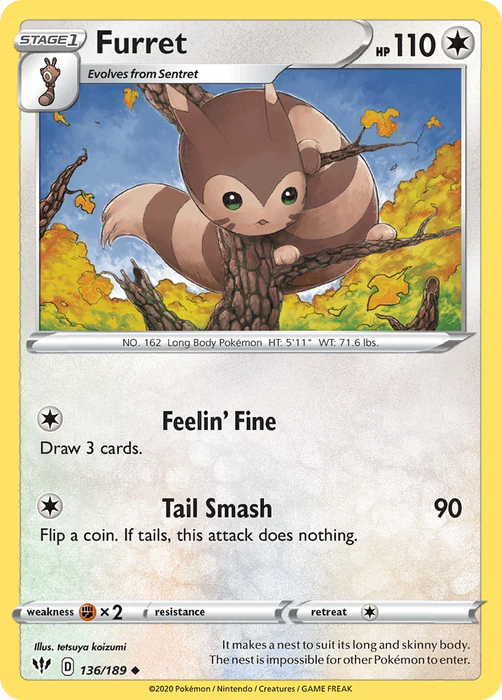 Furret (136/189) [Sword & Shield: Darkness Ablaze] - for just $0.10! 