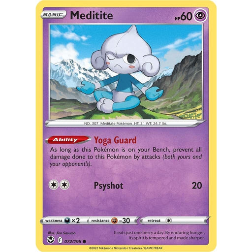 Meditite (072/195) [Sword & Shield: Silver Tempest] - Just $0.03! Shop now at Retro Gaming of Denver