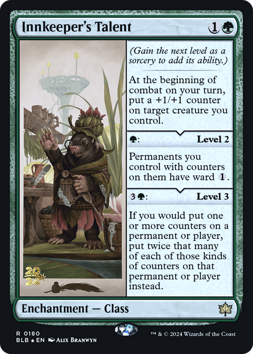 Innkeeper's Talent (PRE-180) - Bloomburrow Promos Foil - for just $5.48! 