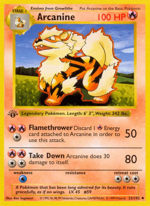 Arcanine (23/102) (Shadowless) [Base Set 1st Edition] - for just $39.20! 