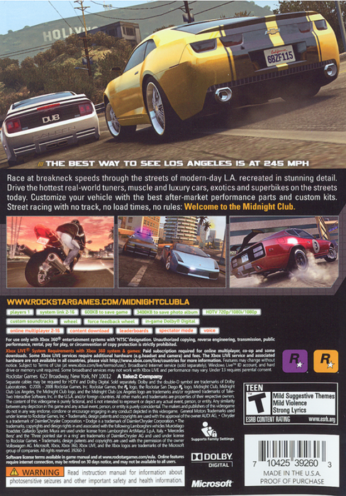 Midnight Club Los Angeles – Xbox 360 (X360) - for just $13.99! 
