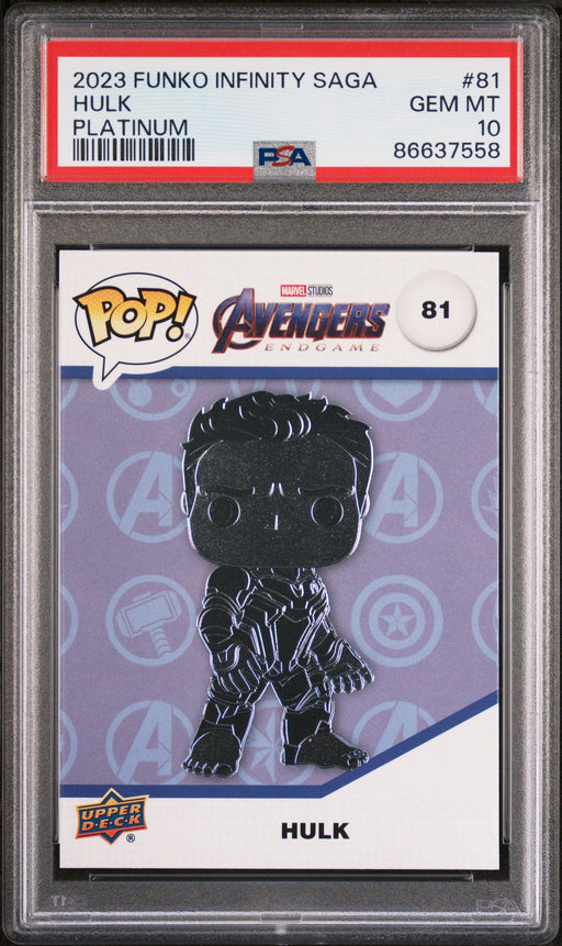 2023 UPPER DECK FUNKO POP MARVEL  HULK PLATINUM #81  PSA 10 - for just $54! 