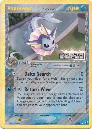 Vaporeon (18/113) (Delta Species) (Stamped) [EX: Delta Species] - for just $80! 