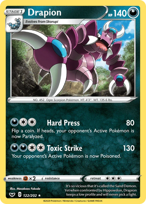 Drapion (122/202) [Sword & Shield: Base Set] - for just $0.10! 