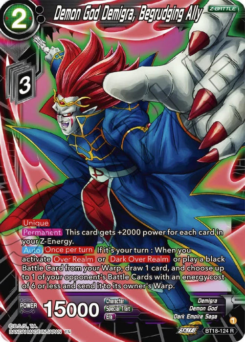 Demon God Demigra, Begrudging Ally (BT18-124) [Dawn of the Z-Legends] - for just $0.15! 