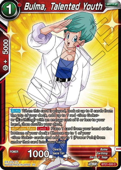 Bulma, Talented Youth (BT21-020) [Wild Resurgence] - for just $0.10! 