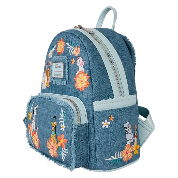 Loungefly Disney Dogs and Cats Denim Fringe Mini Backpack - for just $70! 