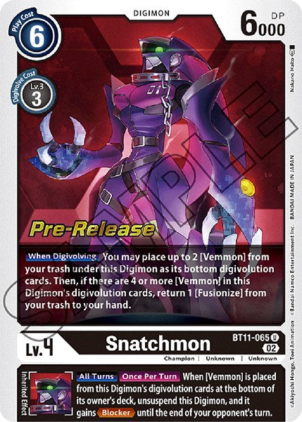 Snatchmon [BT11-065] [Dimensional Phase Pre-Release Promos] - Just $0.50! Shop now at Retro Gaming of Denver